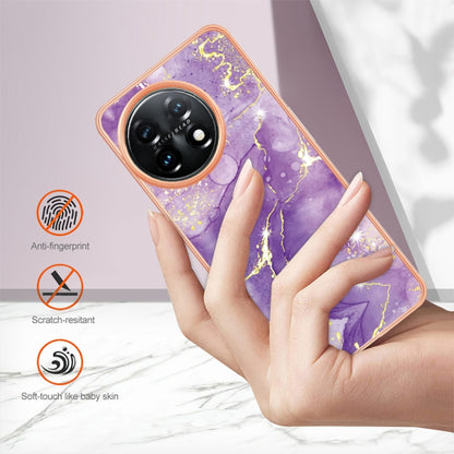 For OnePlus 11 Electroplating Marble Dual-side IMD Phone Case(Purple 002) - OnePlus Cases by buy2fix | Online Shopping UK | buy2fix