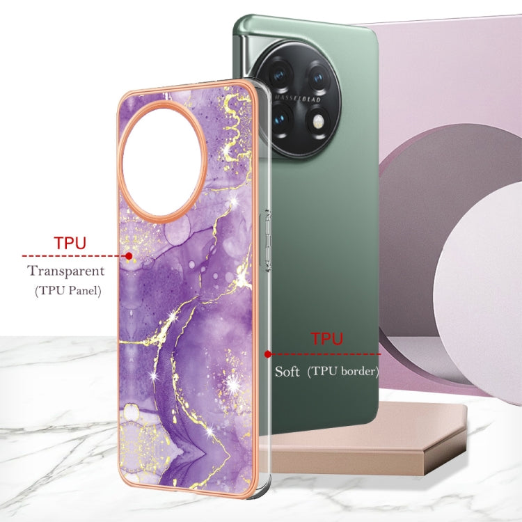 For OnePlus 11 Electroplating Marble Dual-side IMD Phone Case(Purple 002) - OnePlus Cases by buy2fix | Online Shopping UK | buy2fix