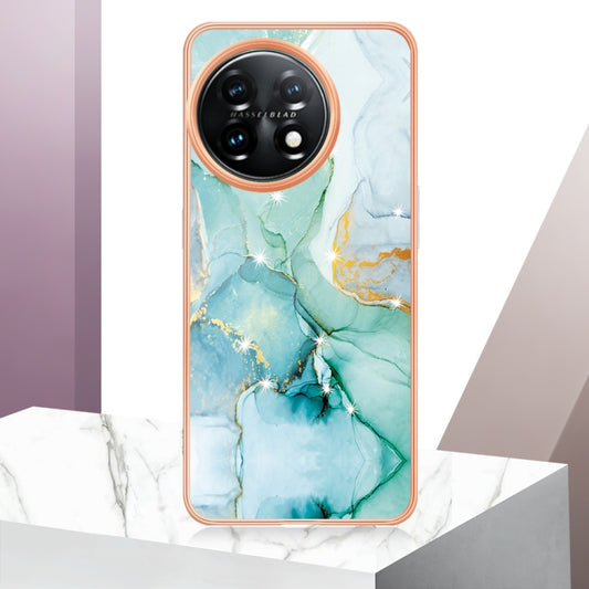 For OnePlus 11 Electroplating Marble Dual-side IMD Phone Case(Green 003) - OnePlus Cases by buy2fix | Online Shopping UK | buy2fix