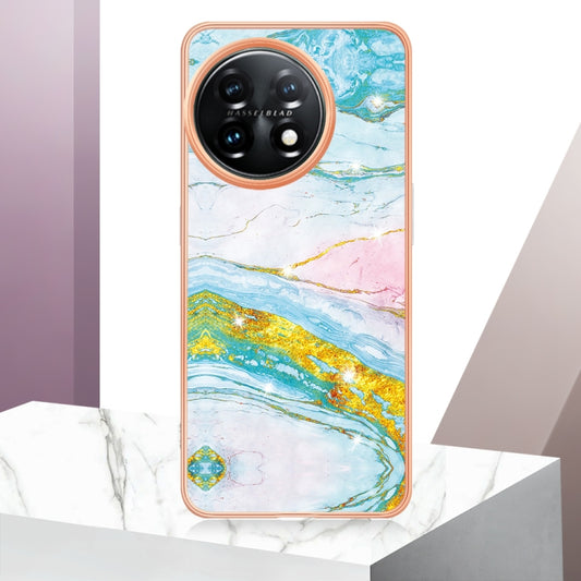 For OnePlus 11 Electroplating Marble Dual-side IMD Phone Case(Green 004) - OnePlus Cases by buy2fix | Online Shopping UK | buy2fix
