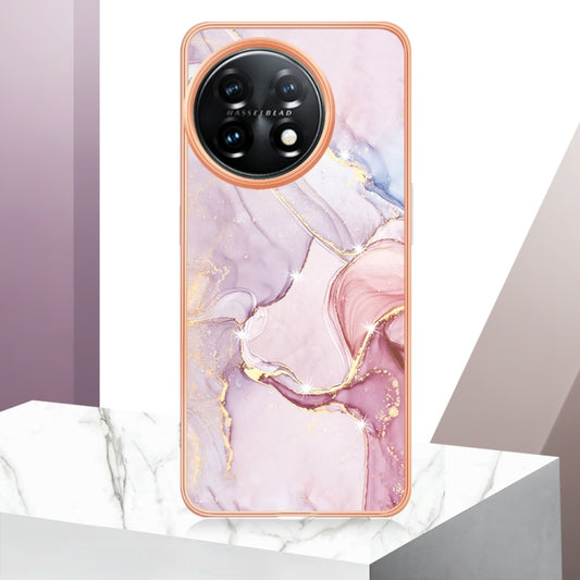 For OnePlus 11 Electroplating Marble Dual-side IMD Phone Case(Rose Gold 005) - OnePlus Cases by buy2fix | Online Shopping UK | buy2fix