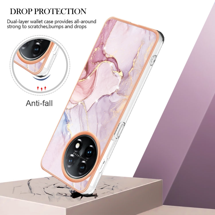 For OnePlus 11 Electroplating Marble Dual-side IMD Phone Case(Rose Gold 005) - OnePlus Cases by buy2fix | Online Shopping UK | buy2fix