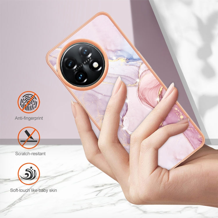 For OnePlus 11 Electroplating Marble Dual-side IMD Phone Case(Rose Gold 005) - OnePlus Cases by buy2fix | Online Shopping UK | buy2fix