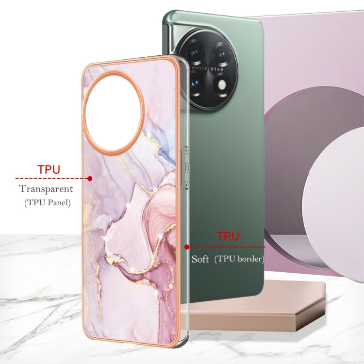 For OnePlus 11 Electroplating Marble Dual-side IMD Phone Case(Rose Gold 005) - OnePlus Cases by buy2fix | Online Shopping UK | buy2fix