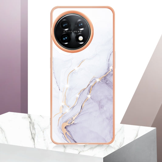 For OnePlus 11 Electroplating Marble Dual-side IMD Phone Case(White 006) - OnePlus Cases by buy2fix | Online Shopping UK | buy2fix