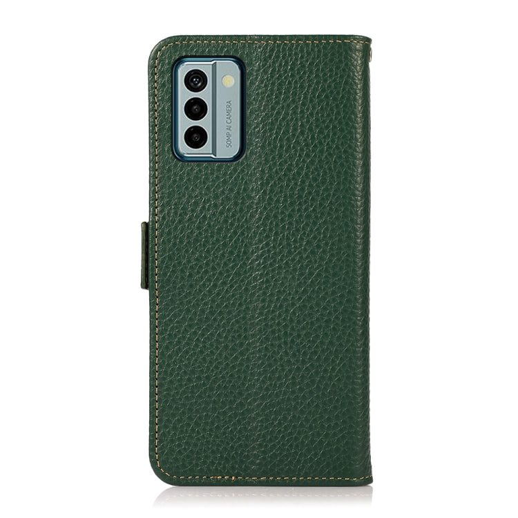 For Nokia G22 4G KHAZNEH Side-Magnetic Litchi Genuine Leather RFID Phone Case(Green) - Nokia Cases by buy2fix | Online Shopping UK | buy2fix