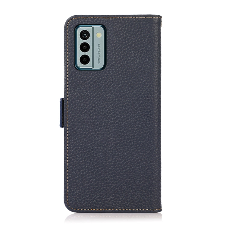 For Nokia G22 4G KHAZNEH Side-Magnetic Litchi Genuine Leather RFID Phone Case(Blue) - Nokia Cases by buy2fix | Online Shopping UK | buy2fix
