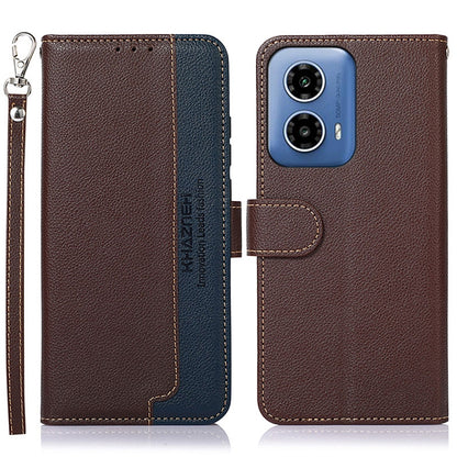 For Motorola Moto G34 KHAZNEH Litchi Texture Leather RFID Phone Case(Brown) by buy2fix