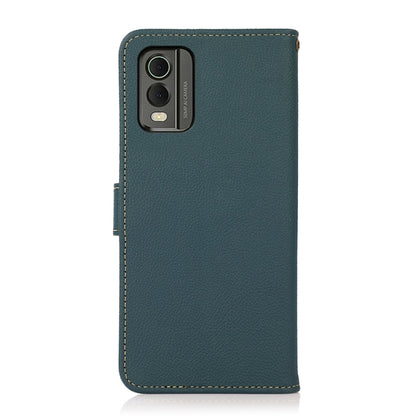 For Nokia C32 KHAZNEH Custer Genuine Leather RFID Phone Case(Green) - Nokia Cases by buy2fix | Online Shopping UK | buy2fix