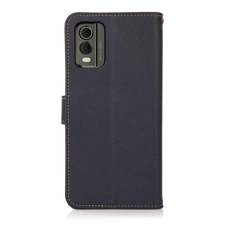 For Nokia C32 KHAZNEH Custer Genuine Leather RFID Phone Case(Blue) - Nokia Cases by buy2fix | Online Shopping UK | buy2fix