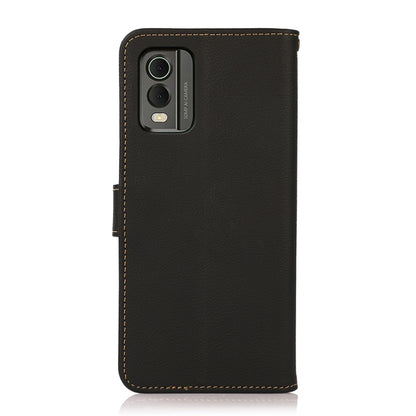 For Nokia C32 KHAZNEH Custer Genuine Leather RFID Phone Case(Black) - Nokia Cases by buy2fix | Online Shopping UK | buy2fix