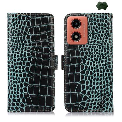 For Motorola Moto G04 / G24 Crocodile Top Layer Cowhide Leather Phone Case(Green) - Motorola Cases by buy2fix | Online Shopping UK | buy2fix