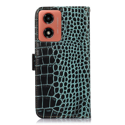 For Motorola Moto G04 / G24 Crocodile Top Layer Cowhide Leather Phone Case(Green) - Motorola Cases by buy2fix | Online Shopping UK | buy2fix