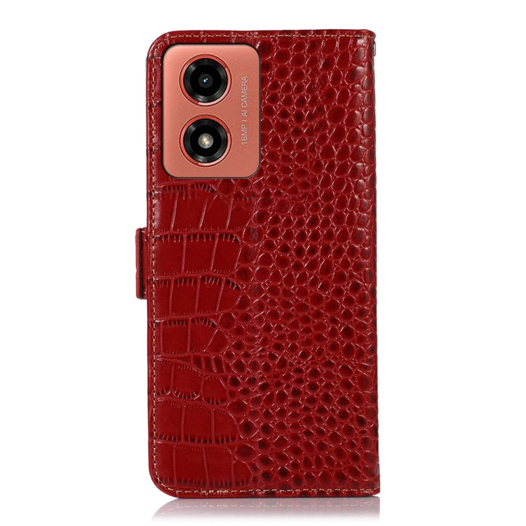 For Motorola Moto G04 / G24 Crocodile Top Layer Cowhide Leather Phone Case(Red) - Motorola Cases by buy2fix | Online Shopping UK | buy2fix