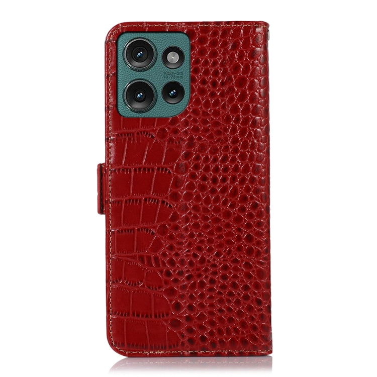 For Motorola Edge 50 Neo Crocodile Top Layer Cowhide Leather Phone Case(Red) - Motorola Cases by buy2fix | Online Shopping UK | buy2fix