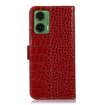 For Motorola Moto G35 Crocodile Top Layer Cowhide Leather Phone Case(Red) - Motorola Cases by buy2fix | Online Shopping UK | buy2fix