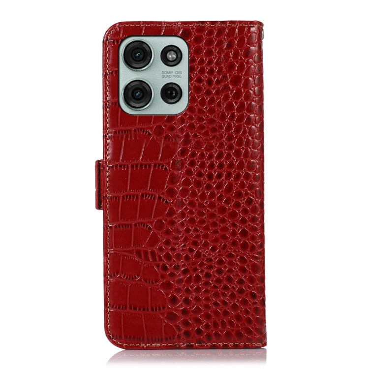 For Motorola Moto G75 5G Crocodile Top Layer Cowhide Leather Phone Case(Red) - Motorola Cases by buy2fix | Online Shopping UK | buy2fix