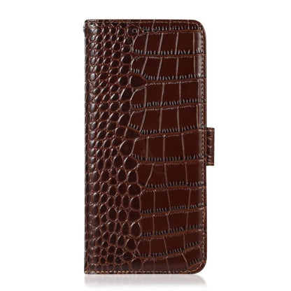 For Motorola Moto G15 4G / G05 Crocodile Top Layer Cowhide Leather Phone Case(Brown) - Motorola Cases by buy2fix | Online Shopping UK | buy2fix