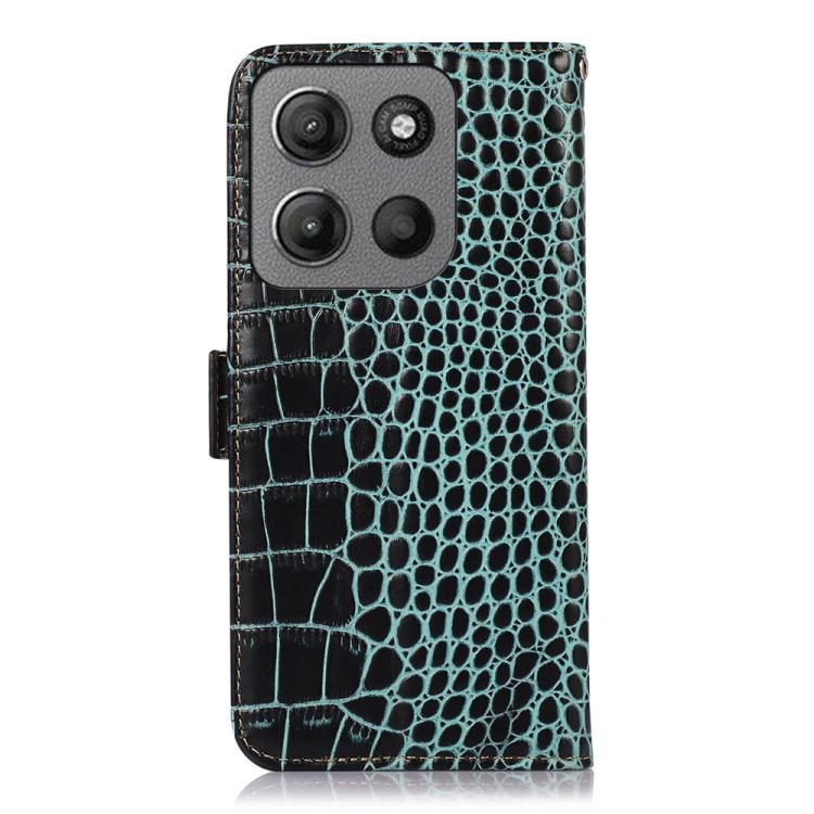 For Motorola Moto G15 4G / G05 Crocodile Top Layer Cowhide Leather Phone Case(Green) - Motorola Cases by buy2fix | Online Shopping UK | buy2fix