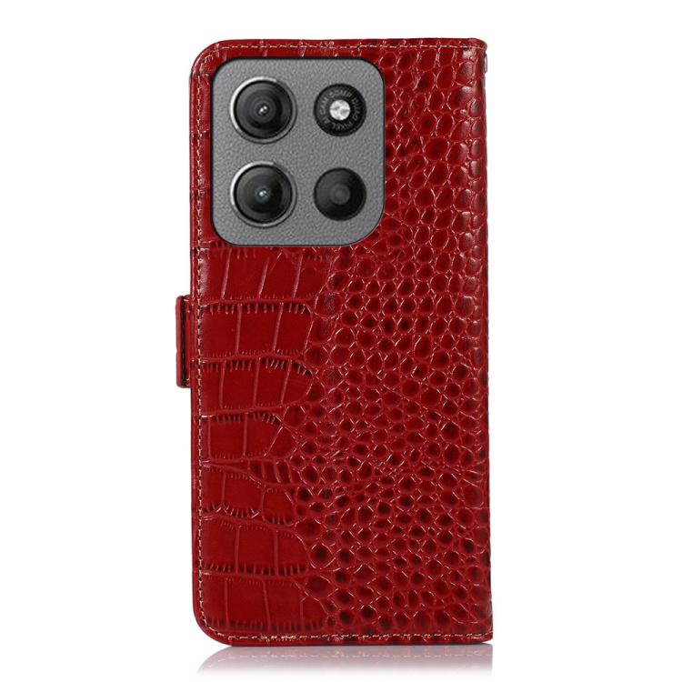 For Motorola Moto G15 4G / G05 Crocodile Top Layer Cowhide Leather Phone Case(Red) - Motorola Cases by buy2fix | Online Shopping UK | buy2fix