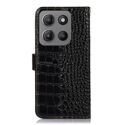For Motorola Moto G15 4G / G05 Crocodile Top Layer Cowhide Leather Phone Case(Black) - Motorola Cases by buy2fix | Online Shopping UK | buy2fix