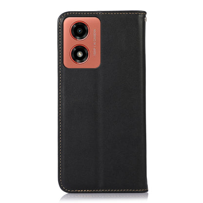 For Motorola Moto G04 / G24 KHAZNEH Nappa Top Layer Cowhide Leather Phone Case(Black) - Motorola Cases by buy2fix | Online Shopping UK | buy2fix