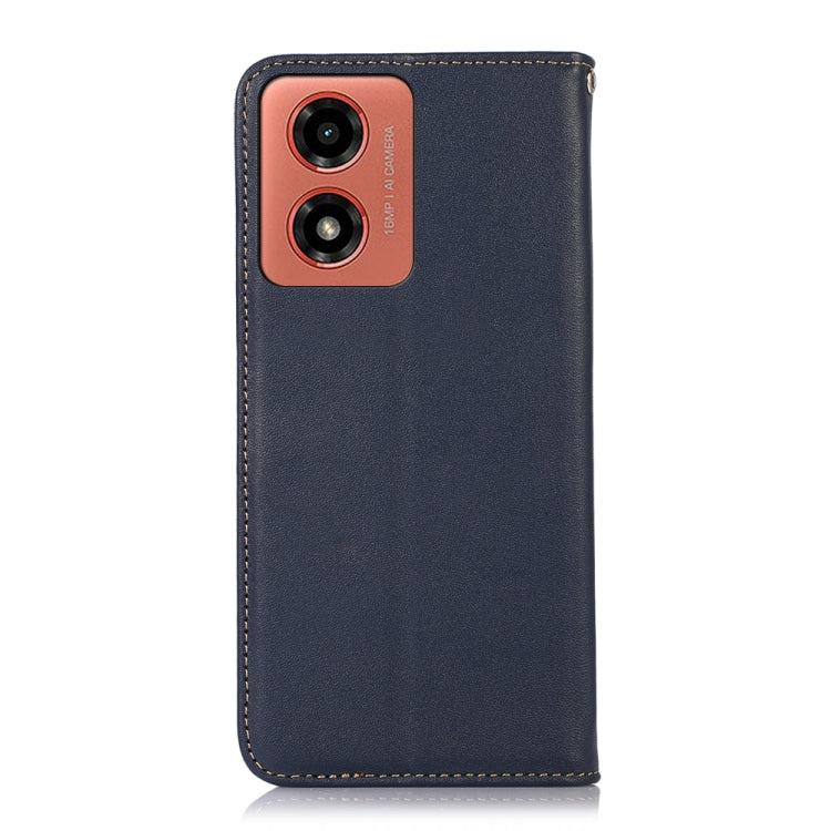 For Motorola Moto G04 / G24 KHAZNEH Nappa Top Layer Cowhide Leather Phone Case(Blue) - Motorola Cases by buy2fix | Online Shopping UK | buy2fix