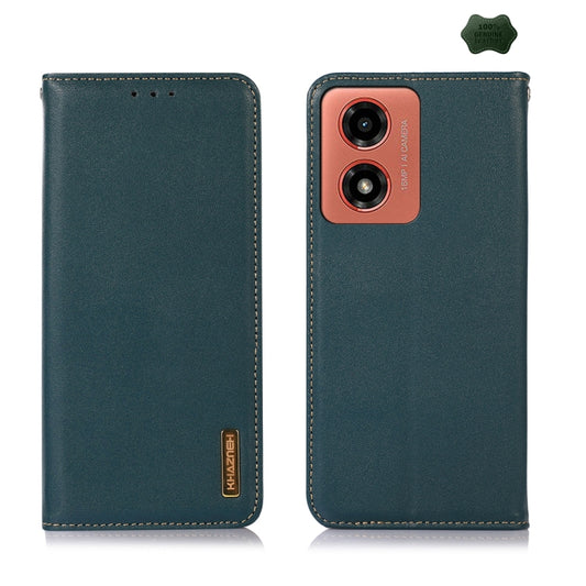 For Motorola Moto G04 / G24 KHAZNEH Nappa Top Layer Cowhide Leather Phone Case(Green) - Motorola Cases by buy2fix | Online Shopping UK | buy2fix