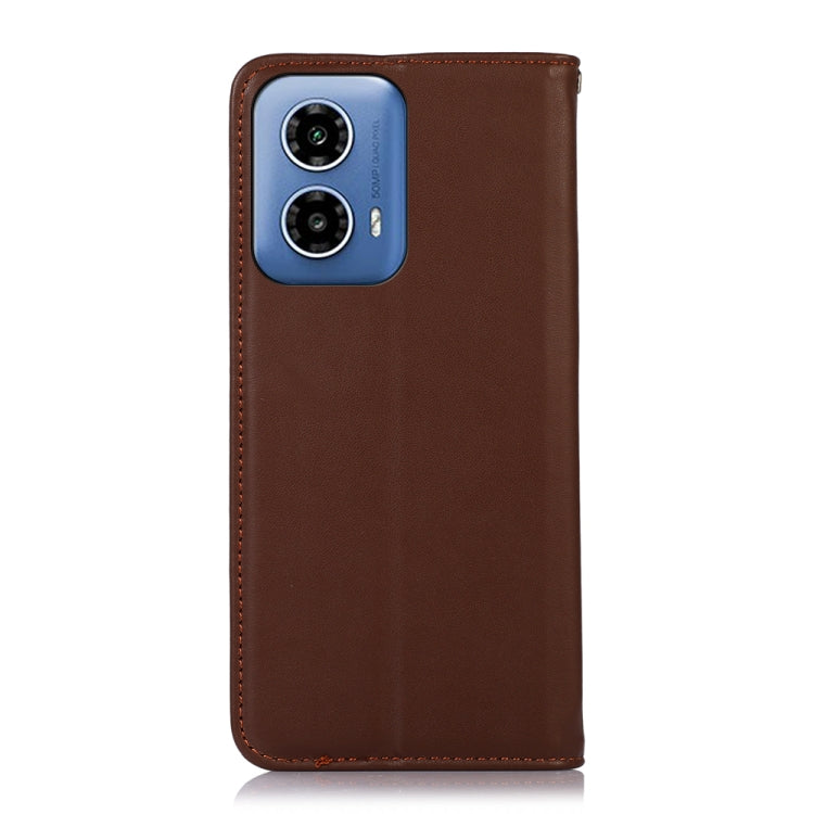 For Motorola Moto G34 KHAZNEH Nappa Top Layer Cowhide Leather Phone Case(Brown) - Motorola Cases by buy2fix | Online Shopping UK | buy2fix