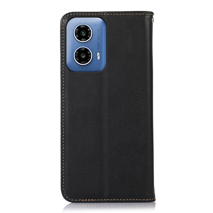 For Motorola Moto G34 KHAZNEH Nappa Top Layer Cowhide Leather Phone Case(Black) - Motorola Cases by buy2fix | Online Shopping UK | buy2fix