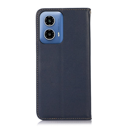 For Motorola Moto G34 KHAZNEH Nappa Top Layer Cowhide Leather Phone Case(Blue) - Motorola Cases by buy2fix | Online Shopping UK | buy2fix