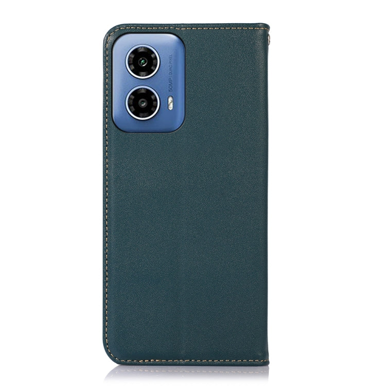 For Motorola Moto G34 KHAZNEH Nappa Top Layer Cowhide Leather Phone Case(Green) - Motorola Cases by buy2fix | Online Shopping UK | buy2fix