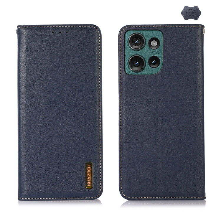 For Motorola Edge 50 Global KHAZNEH Nappa Top Layer Cowhide Leather Phone Case(Blue) - Motorola Cases by buy2fix | Online Shopping UK | buy2fix