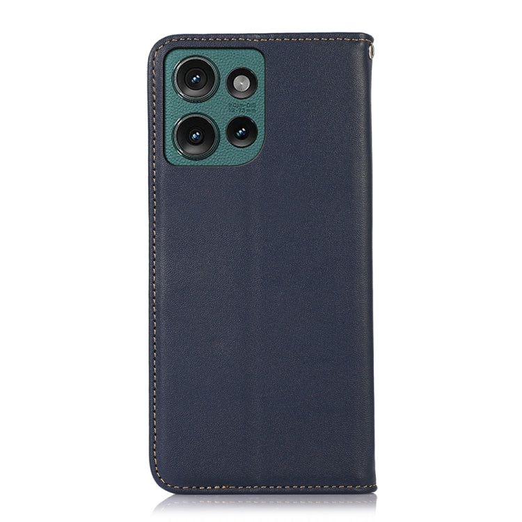For Motorola Edge 50 Global KHAZNEH Nappa Top Layer Cowhide Leather Phone Case(Blue) - Motorola Cases by buy2fix | Online Shopping UK | buy2fix