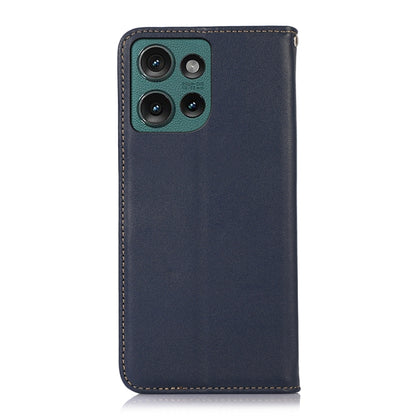 For Motorola Edge 50 Global KHAZNEH Nappa Top Layer Cowhide Leather Phone Case(Blue) - Motorola Cases by buy2fix | Online Shopping UK | buy2fix