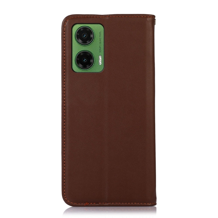 For Motorola Moto G35 KHAZNEH Nappa Top Layer Cowhide Leather Phone Case(Brown) - Motorola Cases by buy2fix | Online Shopping UK | buy2fix