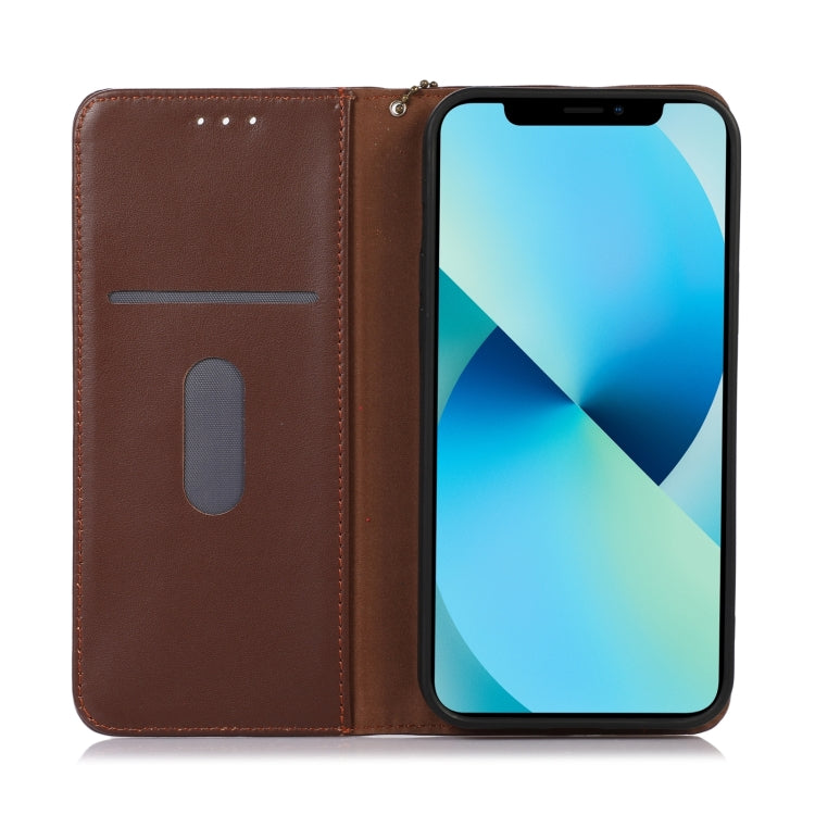 For Motorola Moto G35 KHAZNEH Nappa Top Layer Cowhide Leather Phone Case(Brown) - Motorola Cases by buy2fix | Online Shopping UK | buy2fix