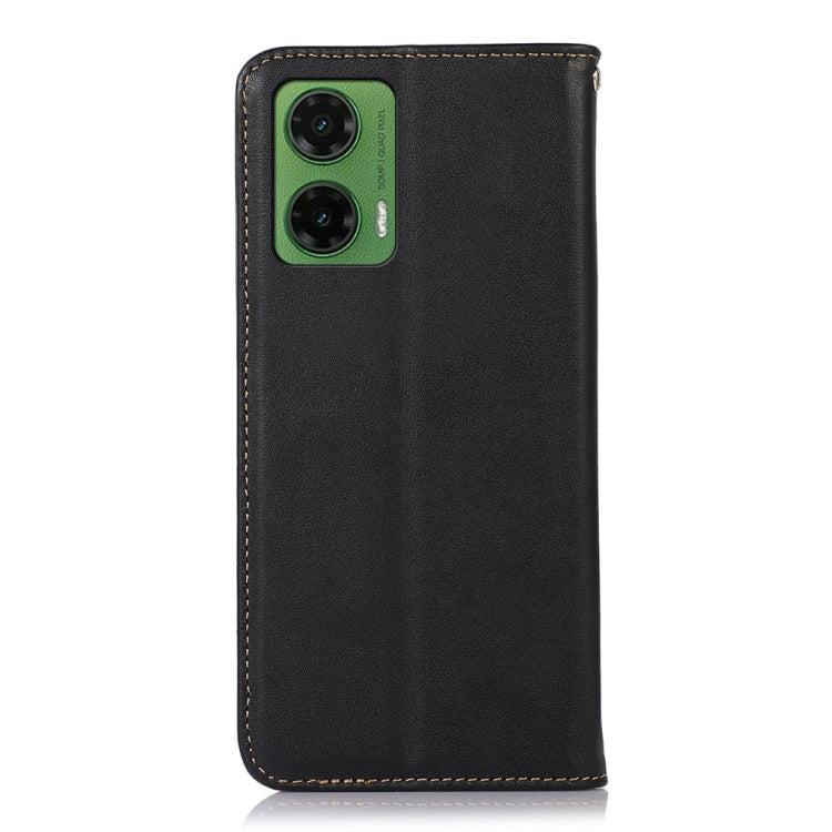 For Motorola Moto G35 KHAZNEH Nappa Top Layer Cowhide Leather Phone Case(Black) - Motorola Cases by buy2fix | Online Shopping UK | buy2fix