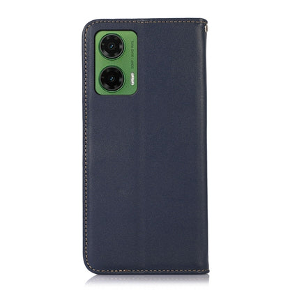 For Motorola Moto G35 KHAZNEH Nappa Top Layer Cowhide Leather Phone Case(Blue) - Motorola Cases by buy2fix | Online Shopping UK | buy2fix