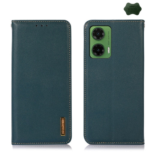 For Motorola Moto G35 KHAZNEH Nappa Top Layer Cowhide Leather Phone Case(Green) - Motorola Cases by buy2fix | Online Shopping UK | buy2fix