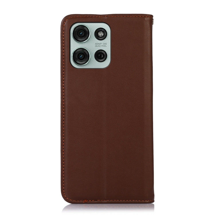 For Motorola Moto G75 5G KHAZNEH Nappa Top Layer Cowhide Leather Phone Case(Brown) - Motorola Cases by buy2fix | Online Shopping UK | buy2fix