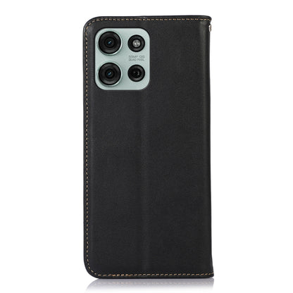 For Motorola Moto G75 5G KHAZNEH Nappa Top Layer Cowhide Leather Phone Case(Black) - Motorola Cases by buy2fix | Online Shopping UK | buy2fix