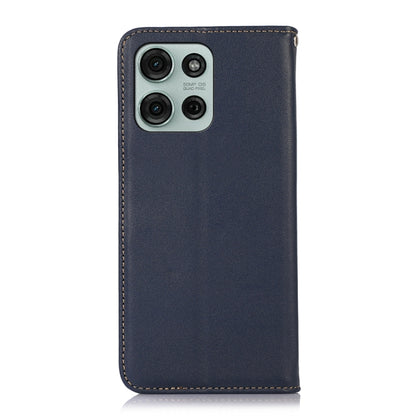 For Motorola Moto G75 5G KHAZNEH Nappa Top Layer Cowhide Leather Phone Case(Blue) - Motorola Cases by buy2fix | Online Shopping UK | buy2fix