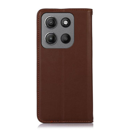 For Motorola Moto G15 4G / G05 KHAZNEH Nappa Top Layer Cowhide Leather Phone Case(Brown) - Motorola Cases by buy2fix | Online Shopping UK | buy2fix