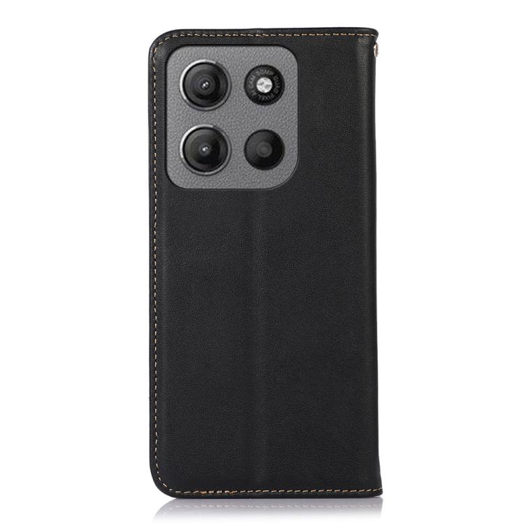 For Motorola Moto G15 4G / G05 KHAZNEH Nappa Top Layer Cowhide Leather Phone Case(Black) - Motorola Cases by buy2fix | Online Shopping UK | buy2fix