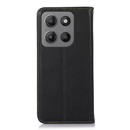 For Motorola Moto G15 4G / G05 KHAZNEH Nappa Top Layer Cowhide Leather Phone Case(Black) - Motorola Cases by buy2fix | Online Shopping UK | buy2fix