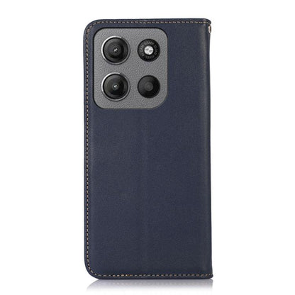 For Motorola Moto G15 4G / G05 KHAZNEH Nappa Top Layer Cowhide Leather Phone Case(Blue) - Motorola Cases by buy2fix | Online Shopping UK | buy2fix