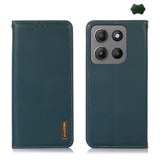 For Motorola Moto G15 4G / G05 KHAZNEH Nappa Top Layer Cowhide Leather Phone Case(Green) - Motorola Cases by buy2fix | Online Shopping UK | buy2fix