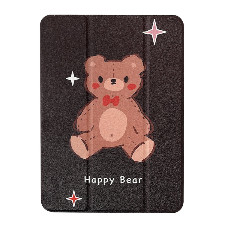 For iPad 10.2 2022 / 2021 / 2020 / 2019 Acrylic Painted 3-fold Holder Leather Tablet Case(Happy Bear) - iPad 10.2 Cases by buy2fix | Online Shopping UK | buy2fix