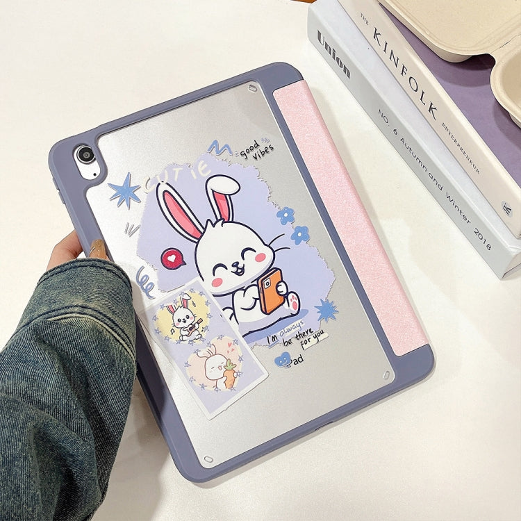 For iPad 10.2 2022 / 2021 / 2020 / 2019 Acrylic Painted 3-fold Holder Leather Tablet Case(Three Little Rabbits) - iPad 10.2 Cases by buy2fix | Online Shopping UK | buy2fix